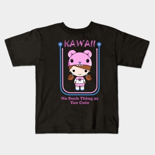 Kawaii Girl in Pink Kids T-Shirt